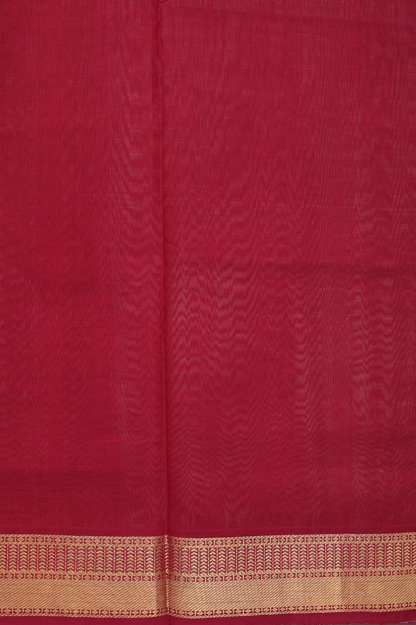 Silk Cotton Saree In Burgundy Red With Paai Madippu Kattai