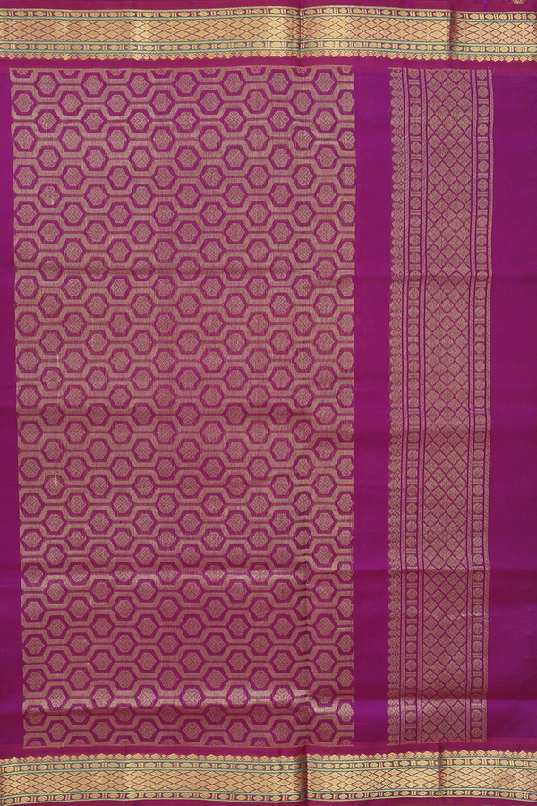 Silk Cotton Saree In Coral Orange With Zari Border