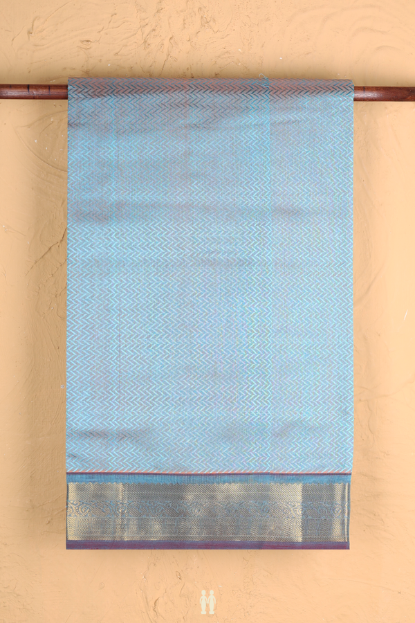 Silk Cotton Saree In Dual Tone With Chevron Design