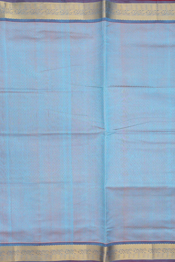 Silk Cotton Saree In Dual Tone With Chevron Design