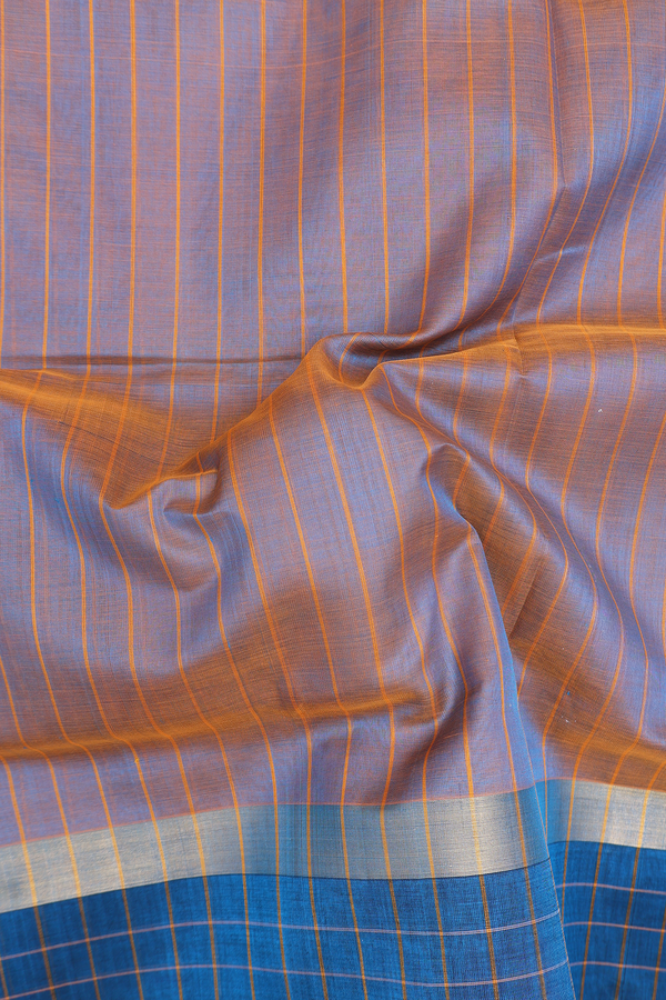 Silk Cotton Saree In Dual Tone With Stripes Design