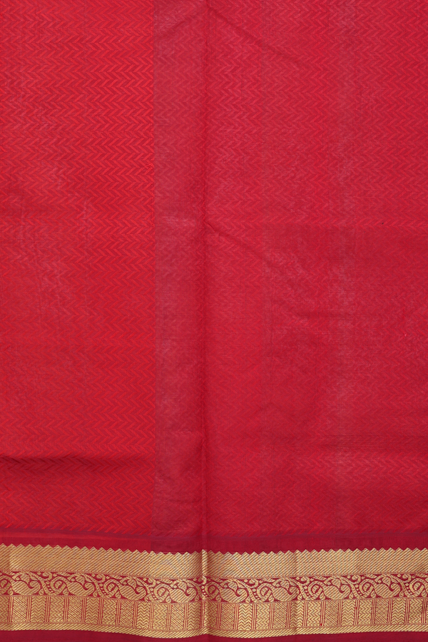 Silk Cotton Saree In Dusty Orange With Chevron Design