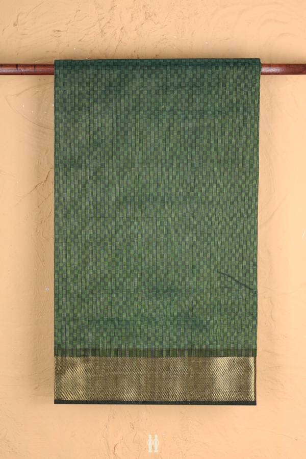 Silk Cotton Saree In Fern Green With Paai Madippu Kattai