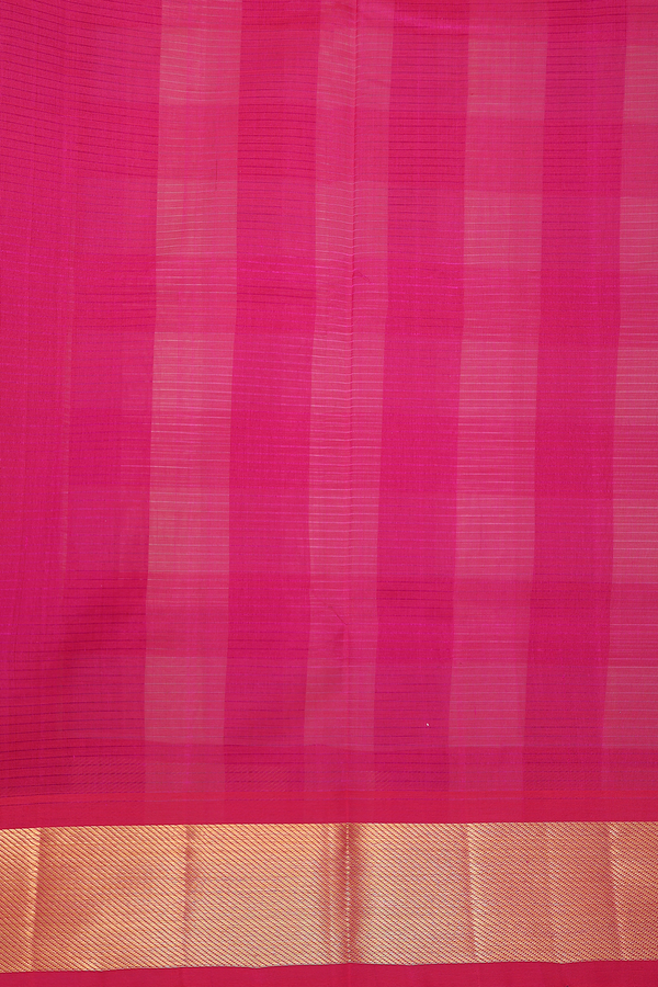 Silk Cotton Saree In Magenta And Beige With Checks Design