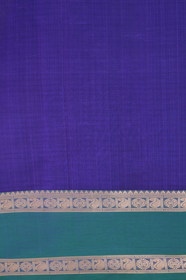 Silk Cotton Saree In Royal Blue With Vanasingaram Design