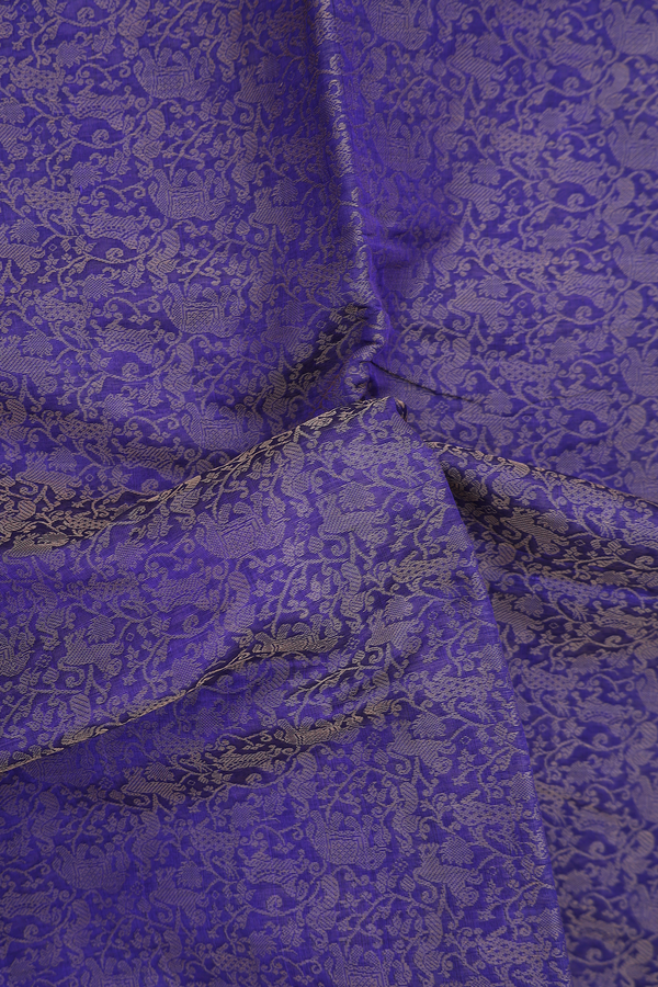 Silk Cotton Saree In Royal Blue With Vanasingaram Design