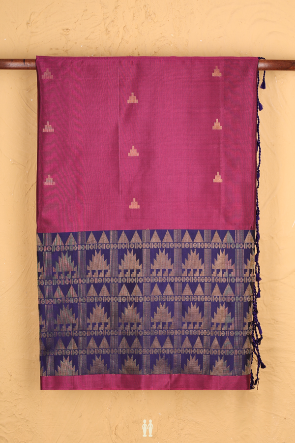 Soft Silk Saree In Berry Purple With Zari Buttas
