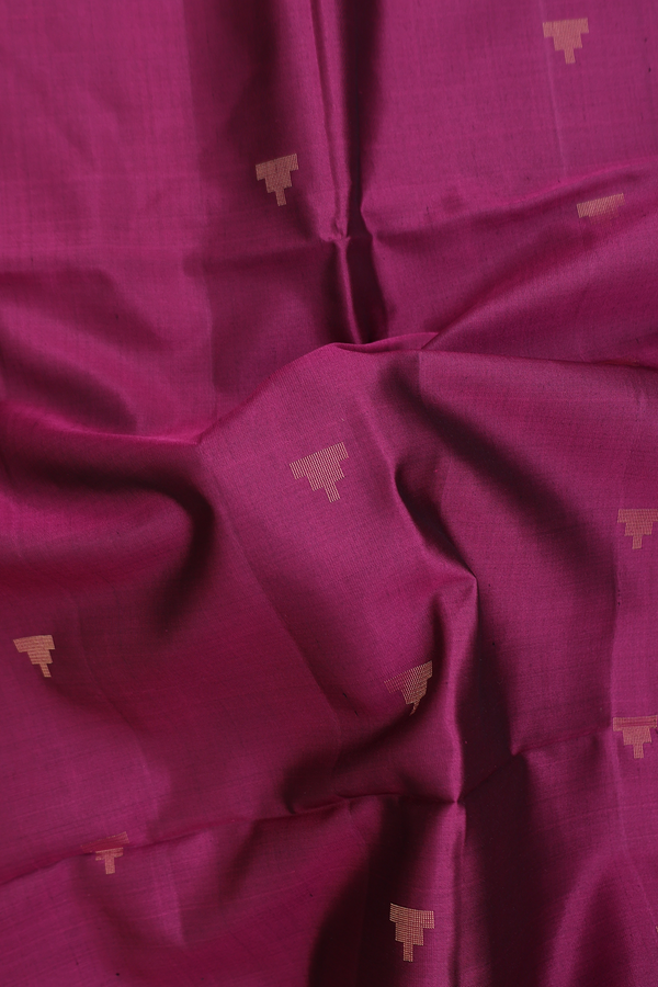 Soft Silk Saree In Berry Purple With Zari Buttas