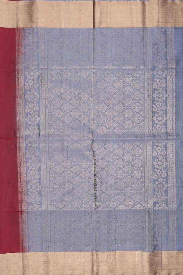 Soft Silk Saree In Burgundy Red With Floral Buttas