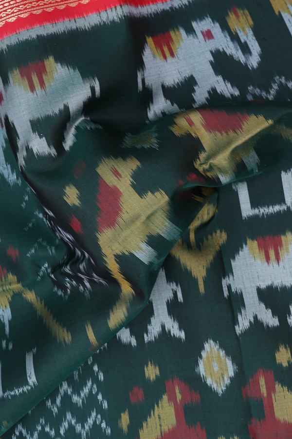 Soft Silk Saree In Dark Green With Allover Design