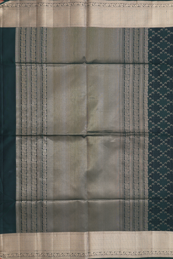 Soft Silk Saree In Dark Green With Diamond Design