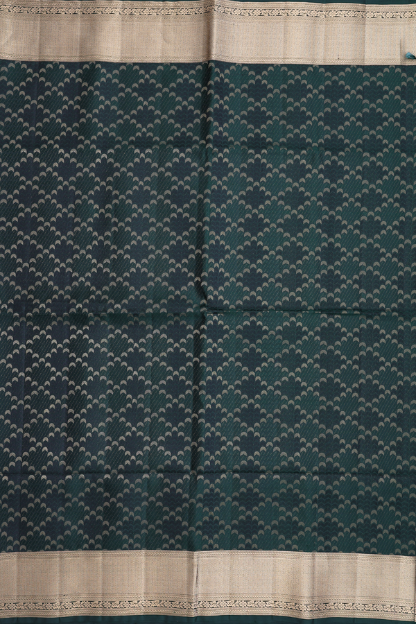 Soft Silk Saree In Dark Green With Diamond Design