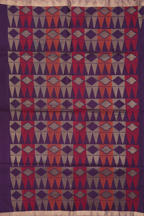 Soft Silk Saree In Deep Purple With Zari Buttas