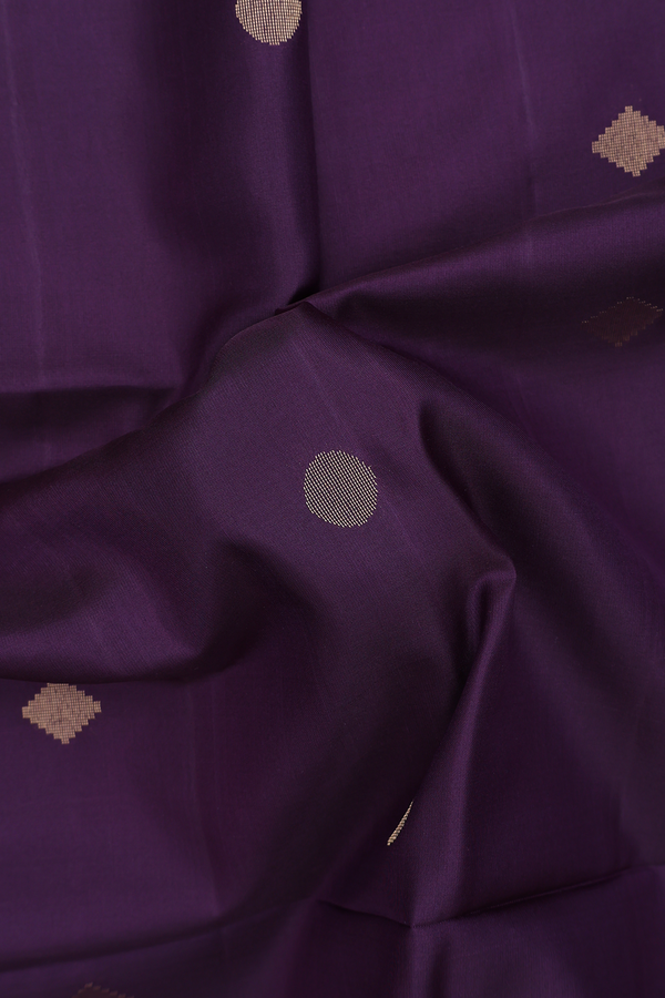Soft Silk Saree In Deep Purple With Zari Buttas