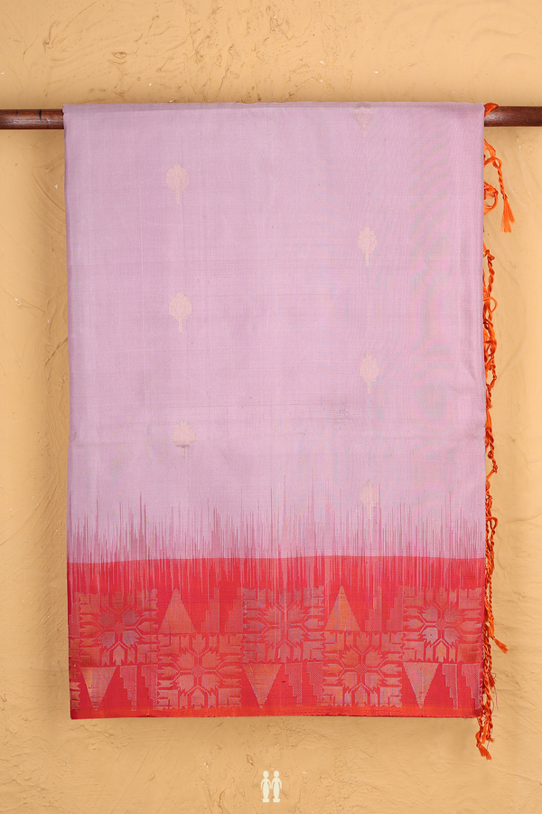 Soft Silk Saree In Dusty Lavender With Floral Buttas