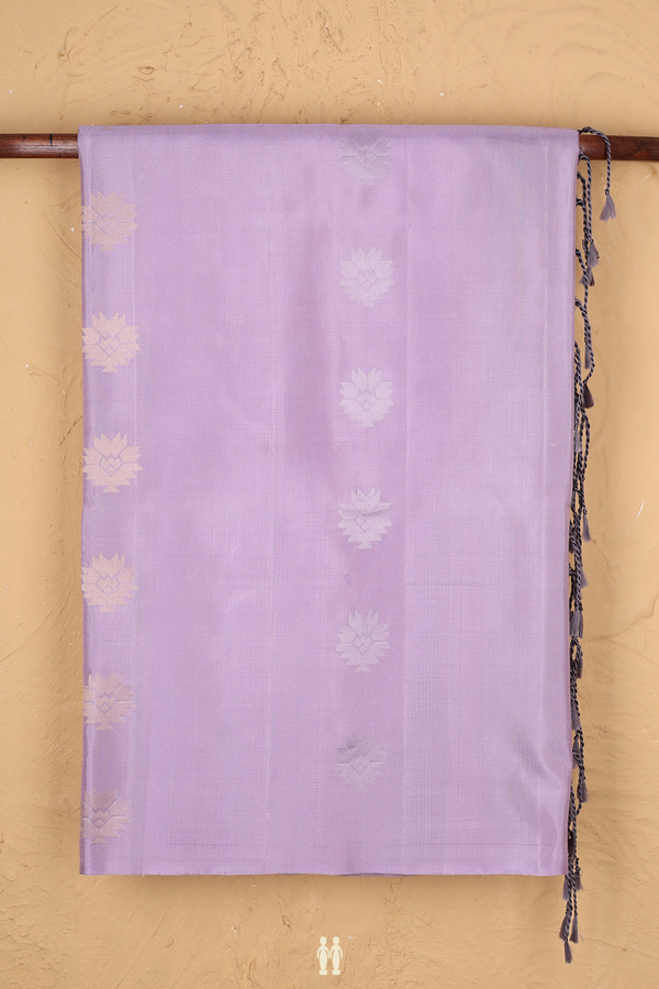 Soft Silk Saree In Dusty Purple With Zari Buttas