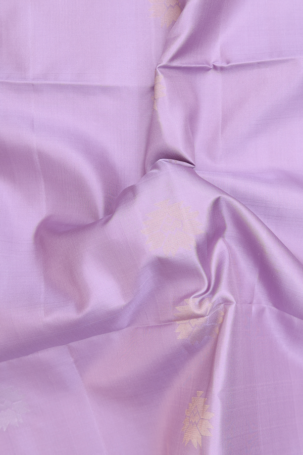 Soft Silk Saree In Dusty Purple With Zari Buttas