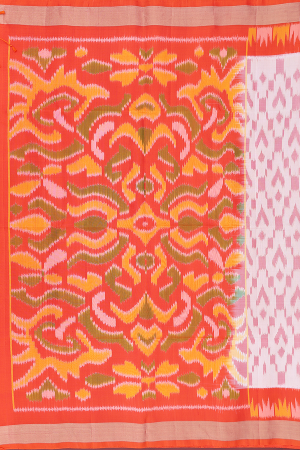 Soft Silk Saree In Egg White With Printed Design