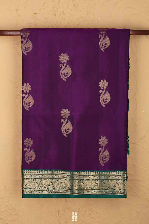 Soft Silk Saree In Grape Purple With Zari Motifs
