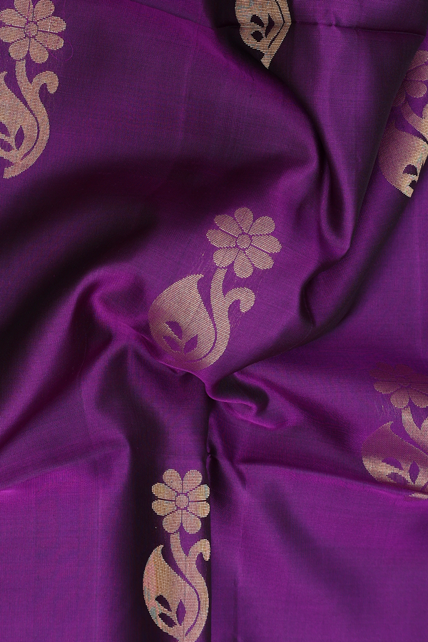 Soft Silk Saree In Grape Purple With Zari Motifs