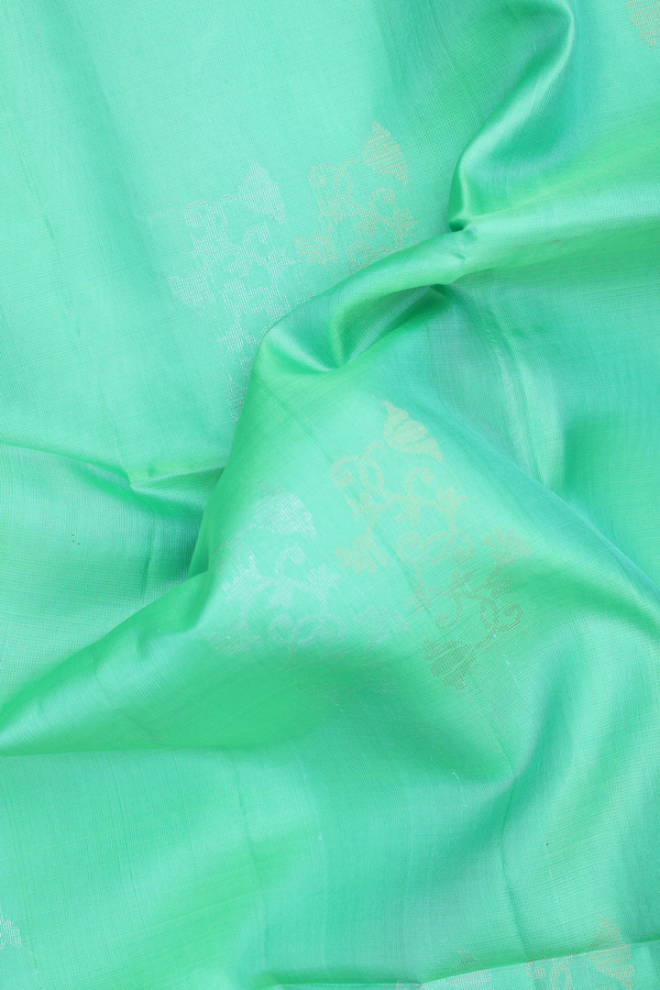Soft Silk Saree In Green With Zari Design