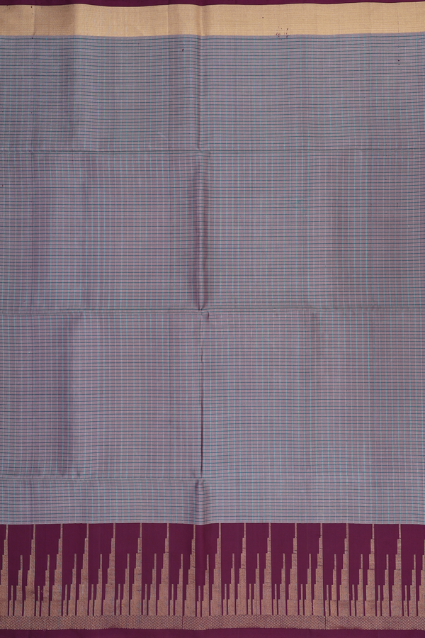 Soft Silk Saree In Grey With Checks Design