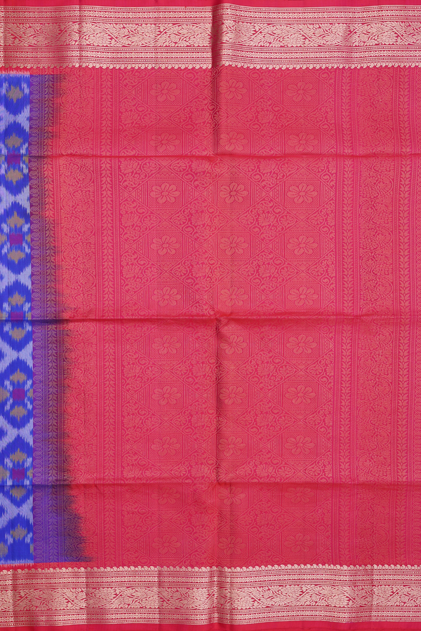 Soft Silk Saree In Indigo Blue With Printed Design