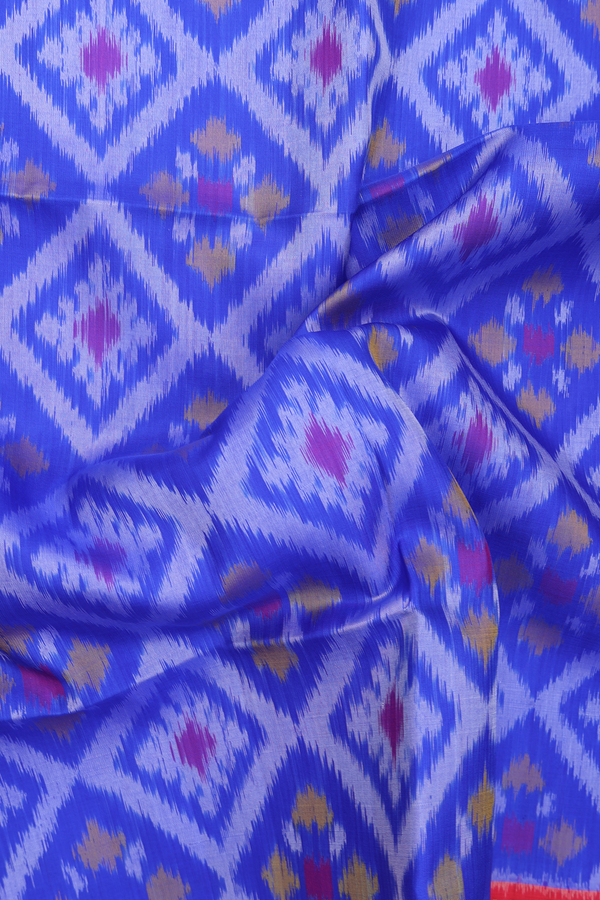 Soft Silk Saree In Indigo Blue With Printed Design