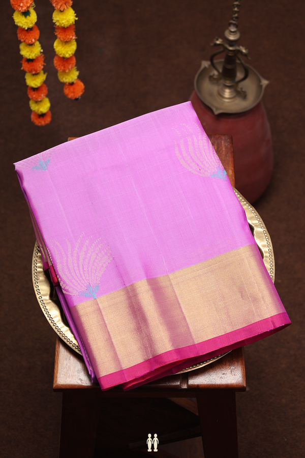 Soft Silk Saree In Lavender With Zari Motifs