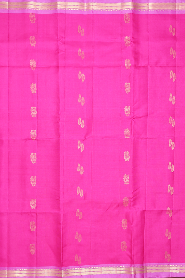 Soft Silk Saree In Magenta With Floral Buttas