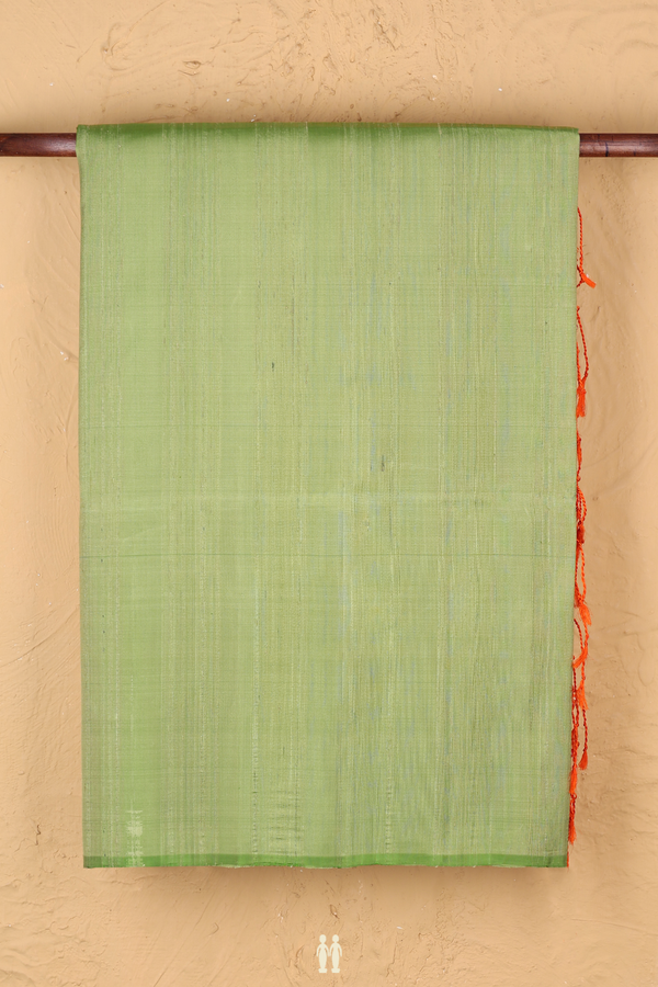 Soft Silk Saree In Moss Green With Contrast Pallu