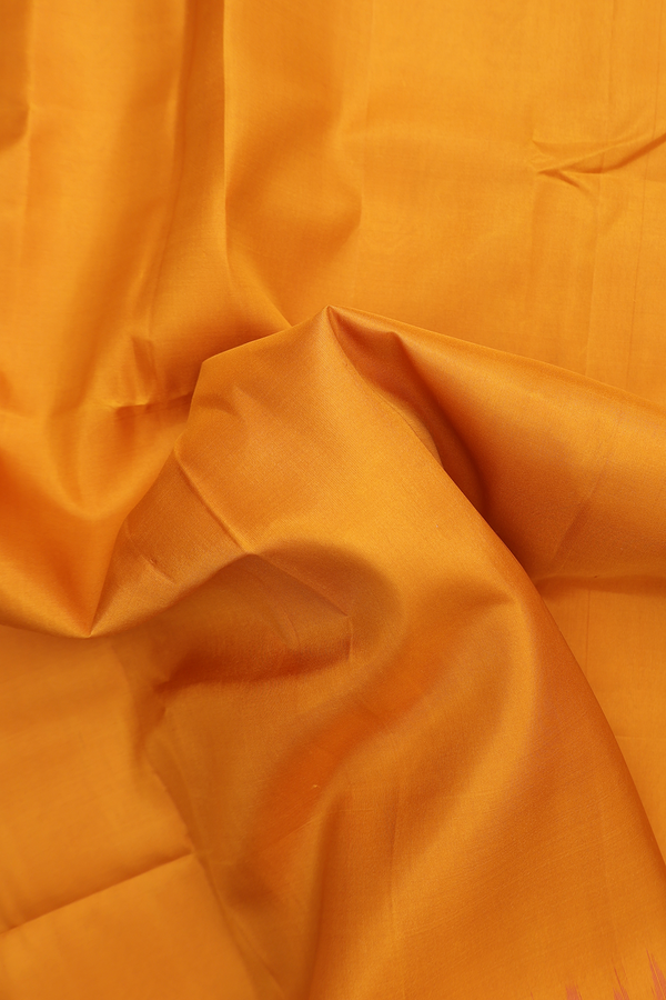Soft Silk Saree In Ochre Orange With Contrast Border