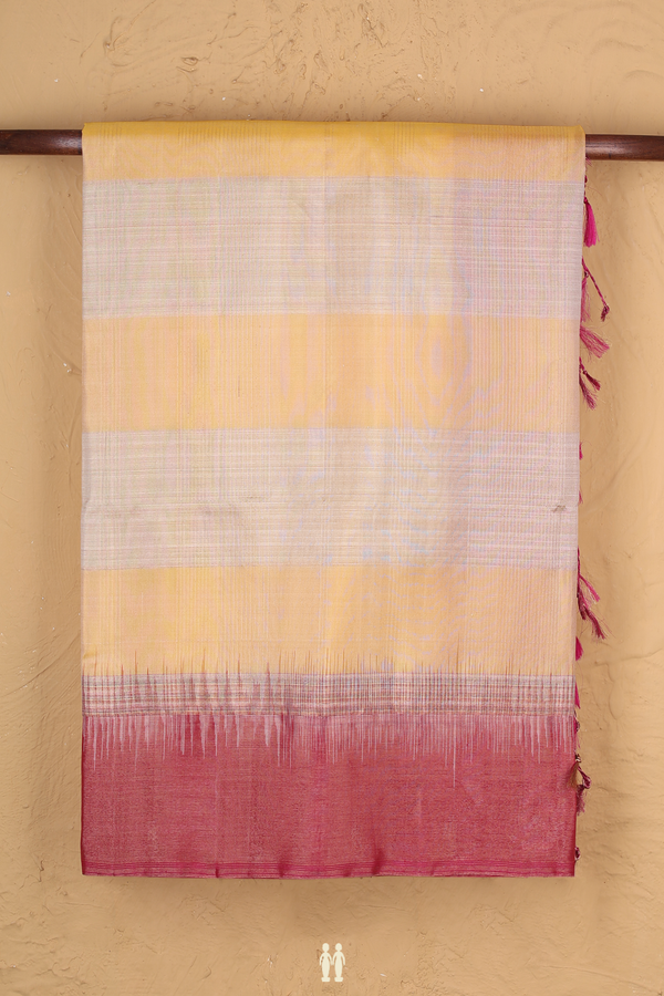 Soft Silk Saree In Orange And Brown With Stripes Design