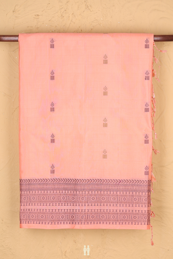 Soft Silk Saree In Orange With Threadwork Buttas