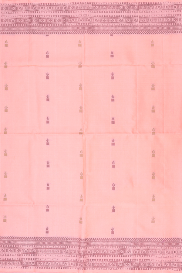 Soft Silk Saree In Orange With Threadwork Buttas