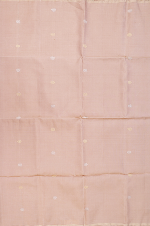 Soft Silk Saree In Pastel Brown With Floral Buttas