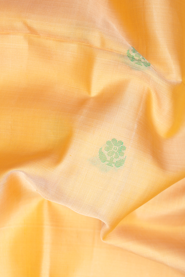 Soft Silk Saree In Pastel Orange With Floral Threadwork Buttas
