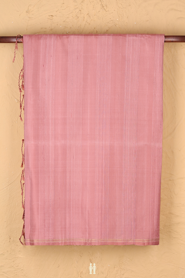 Soft Silk Saree In Plain Dusty Rose Pink With Zari Border