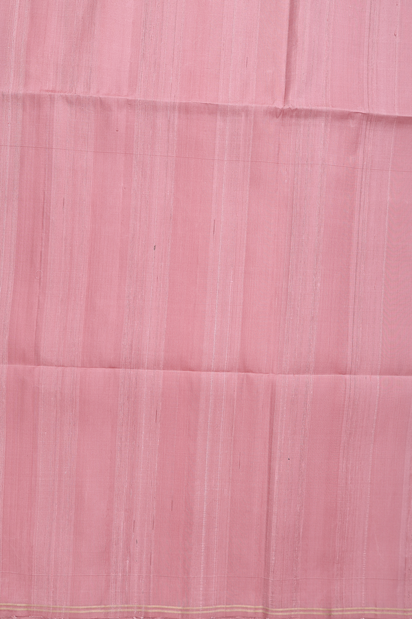 Soft Silk Saree In Plain Dusty Rose Pink With Zari Border