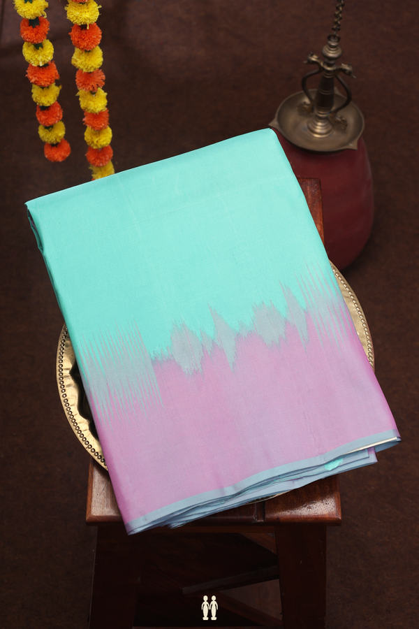 Soft Silk Saree In Plain Mint Green With Contrast Border