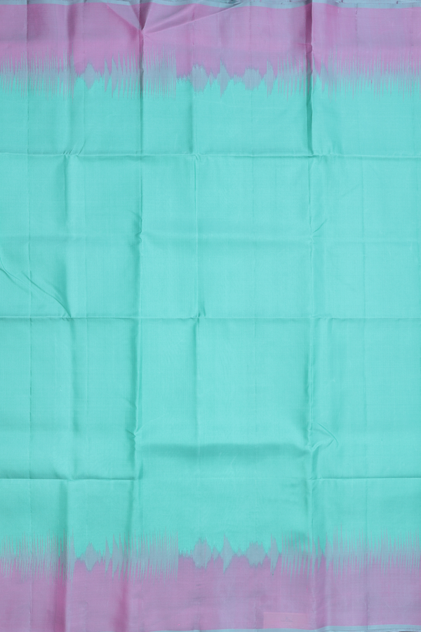 Soft Silk Saree In Plain Mint Green With Contrast Border