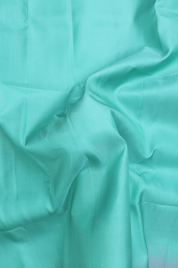 Soft Silk Saree In Plain Mint Green With Contrast Border