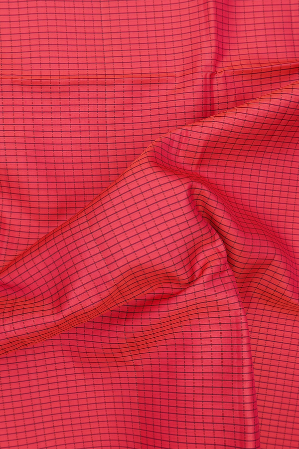Soft Silk Saree In Red With Checks Design