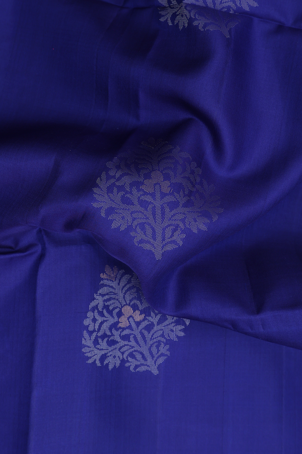 Soft Silk Saree In Royal Blue With Floral Motifs