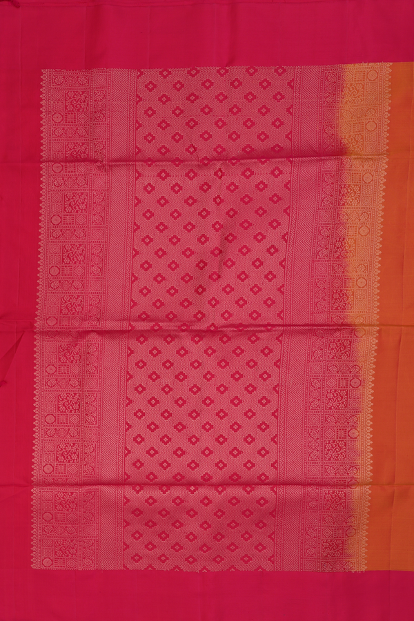 Soft Silk Saree In Rust Orange With Leaf Motifs