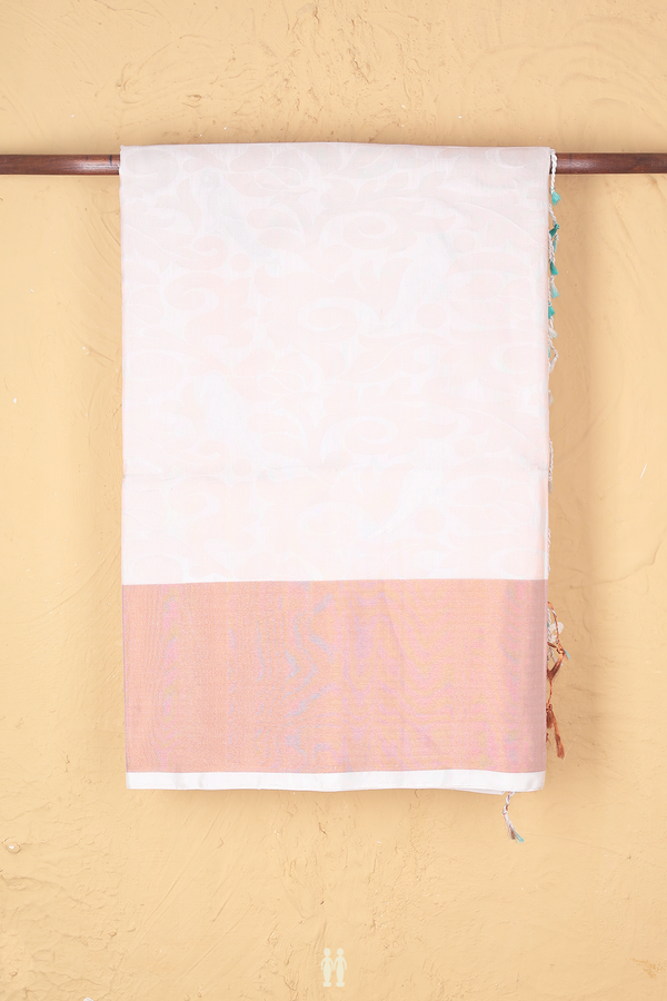 Soft Silk Saree In White With Floral Design