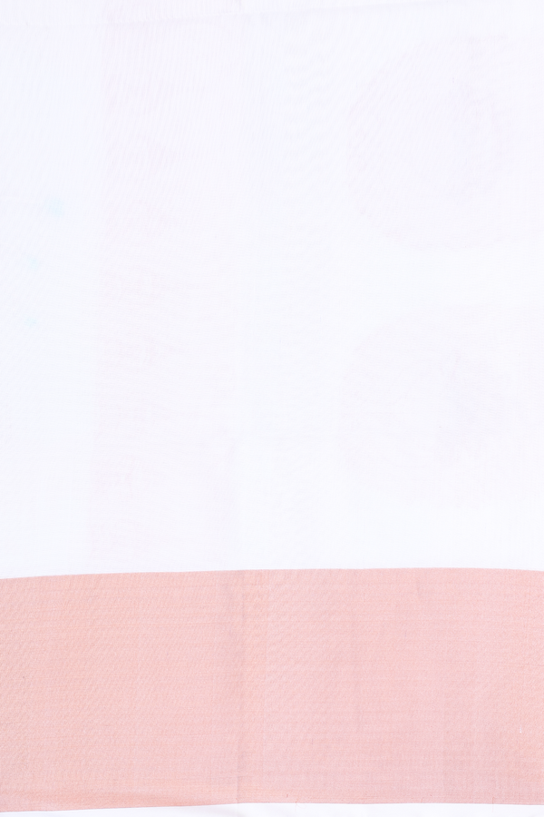 Soft Silk Saree In White With Floral Design