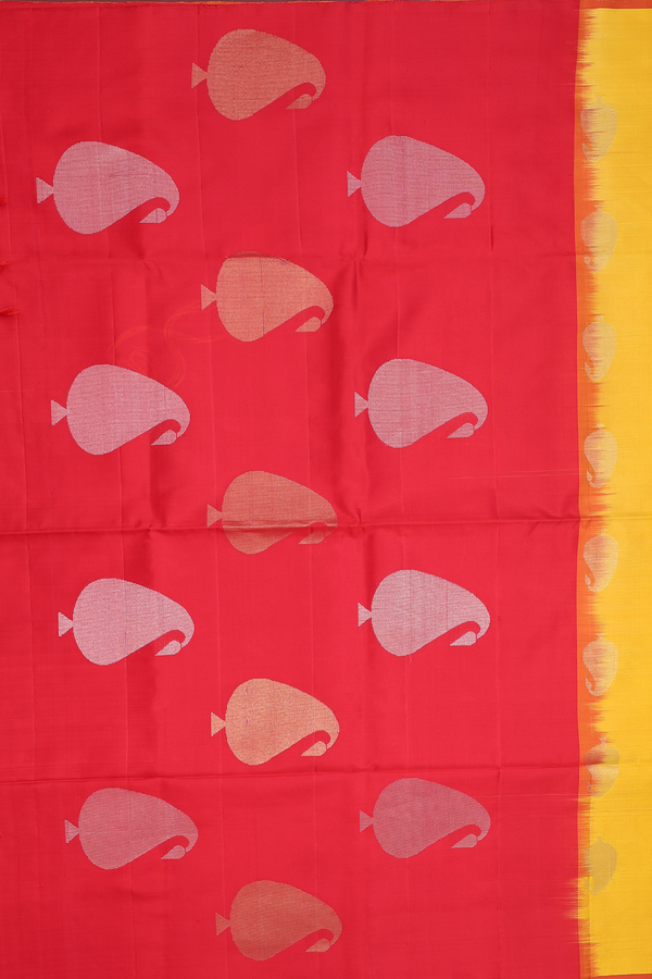 Soft Silk Saree In Yellow With Paisley Motifs