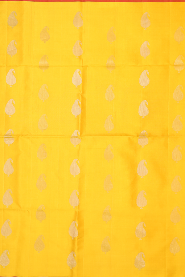 Soft Silk Saree In Yellow With Paisley Motifs