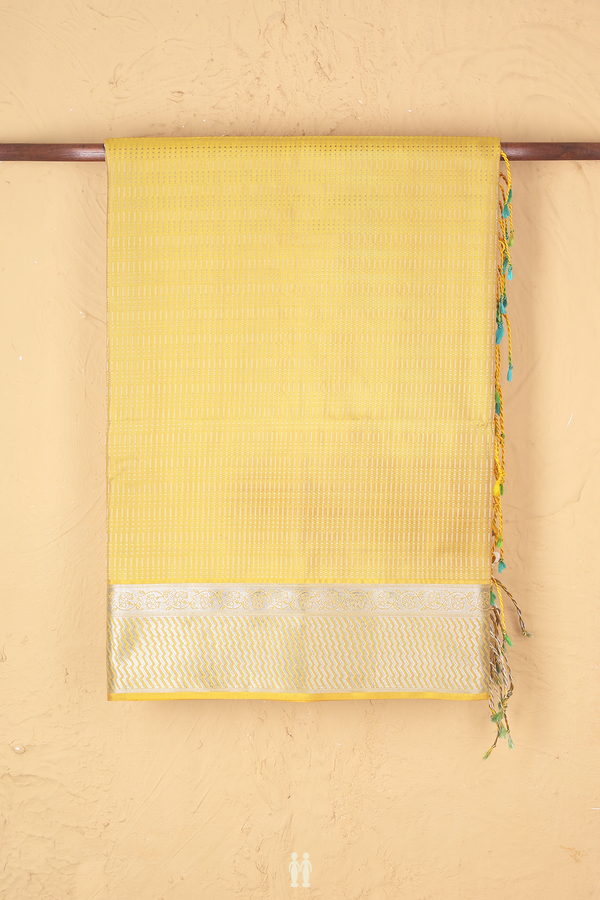 Soft Silk Saree In Yellow With Stripes Design
